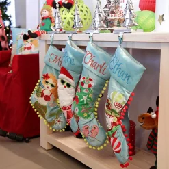 Personalised Pom Pom Beach Santa Christmas Stocking Store
