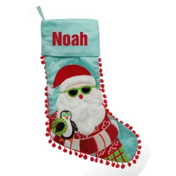Personalised Pom Pom Beach Santa Christmas Stocking Store