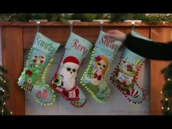 Personalised Pom Pom Beach Santa Christmas Stocking Store