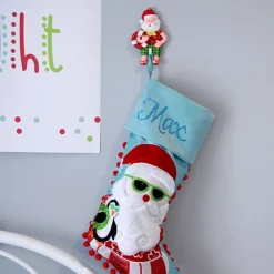 Personalised Pom Pom Beach Santa Christmas Stocking Store