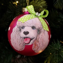 Personalised Poodle Dog Hot Pink Christmas Bauble Store