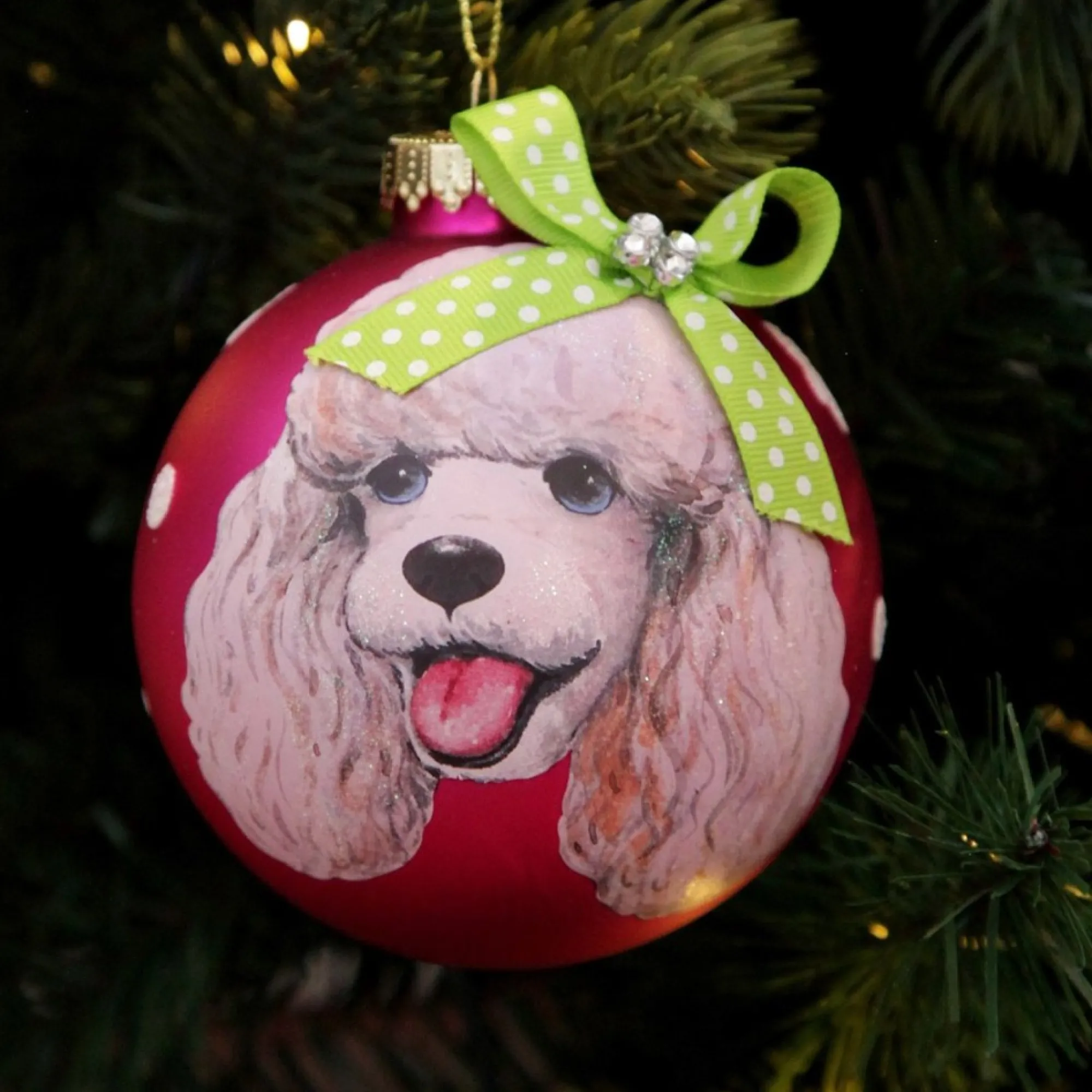 Personalised Poodle Dog Hot Pink Christmas Bauble Store