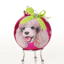 Personalised Poodle Dog Hot Pink Christmas Bauble Store