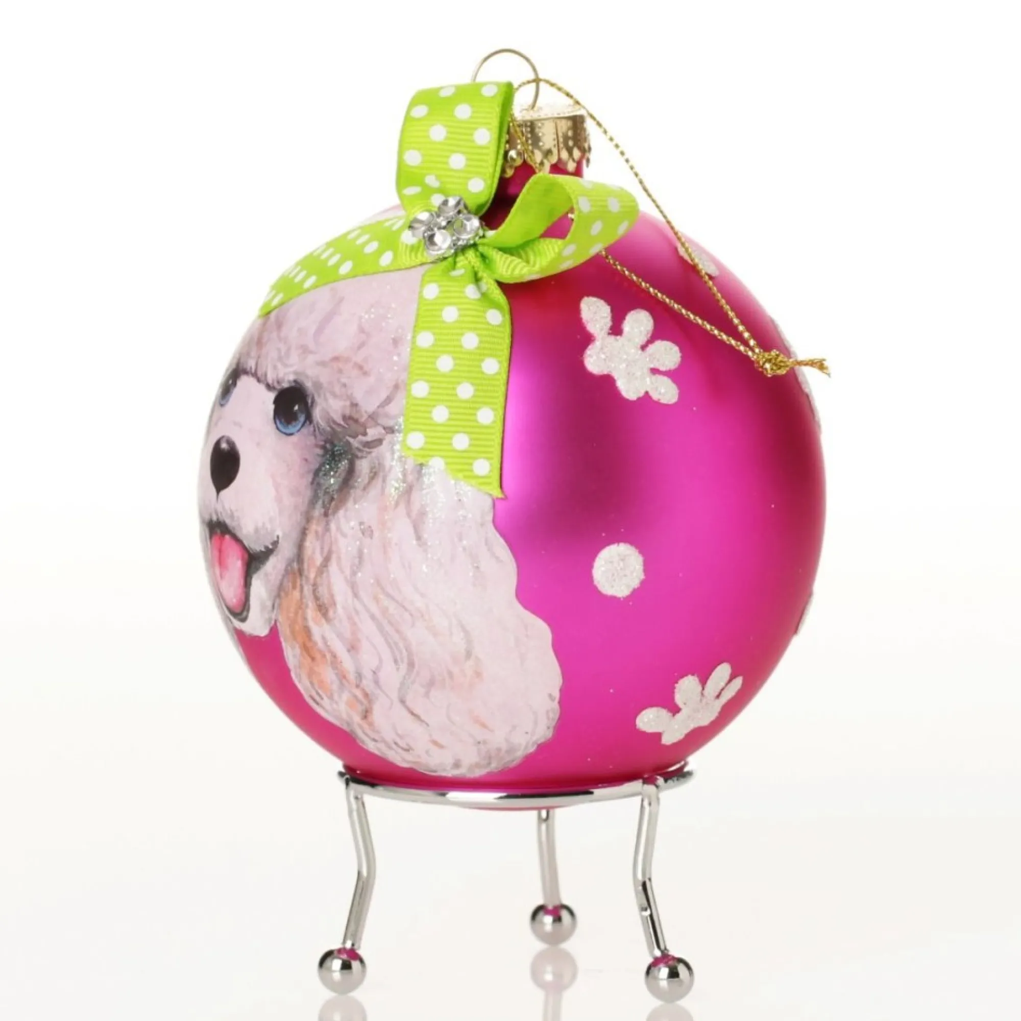 Personalised Poodle Dog Hot Pink Christmas Bauble Store