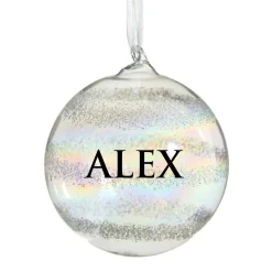 Personalised Rainbow Glass Christmas Bauble Cheap
