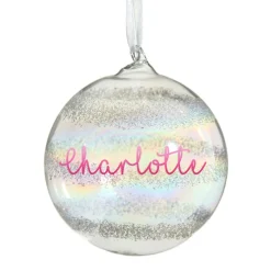 Personalised Rainbow Glass Christmas Bauble Cheap