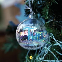 Personalised Rainbow Glass Christmas Bauble Cheap