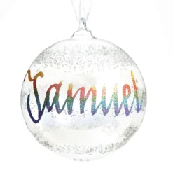 Personalised Rainbow Glass Christmas Bauble Cheap