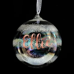 Personalised Rainbow Glass Christmas Bauble Cheap