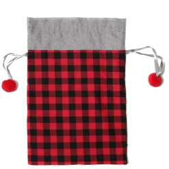 Personalised Red and Black Buffalo Check Christmas Santa Sack Flash Sale