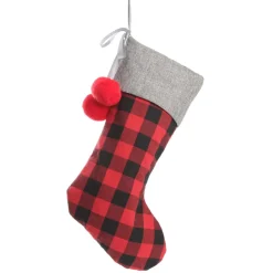 Personalised Red and Black Buffalo Check Christmas Stocking Hot