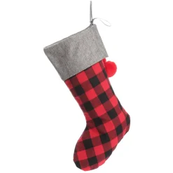 Personalised Red and Black Buffalo Check Christmas Stocking Hot