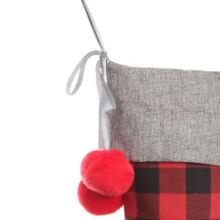 Personalised Red and Black Buffalo Check Christmas Stocking Hot