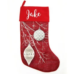 Personalised Red Bauble Christmas Stocking Outlet