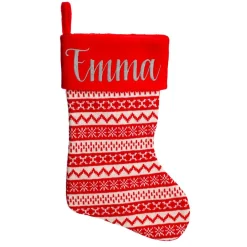 Personalised Red Knitted Christmas Stocking Fashion