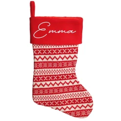Personalised Red Knitted Christmas Stocking Fashion