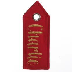 Personalised Red Linen Santa Sack Tag Discount