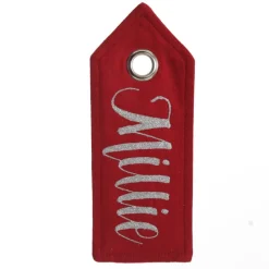 Personalised Red Linen Santa Sack Tag Discount
