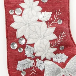 Personalised Red Poinsettia Christmas Stocking Discount