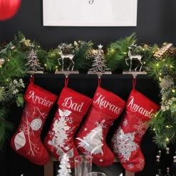Personalised Red Poinsettia Christmas Stocking Discount