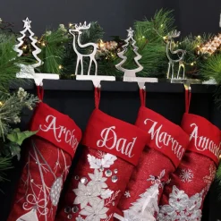 Personalised Red Poinsettia Christmas Stocking Discount