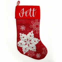 Personalised Red Snowflake Christmas Stocking Clearance