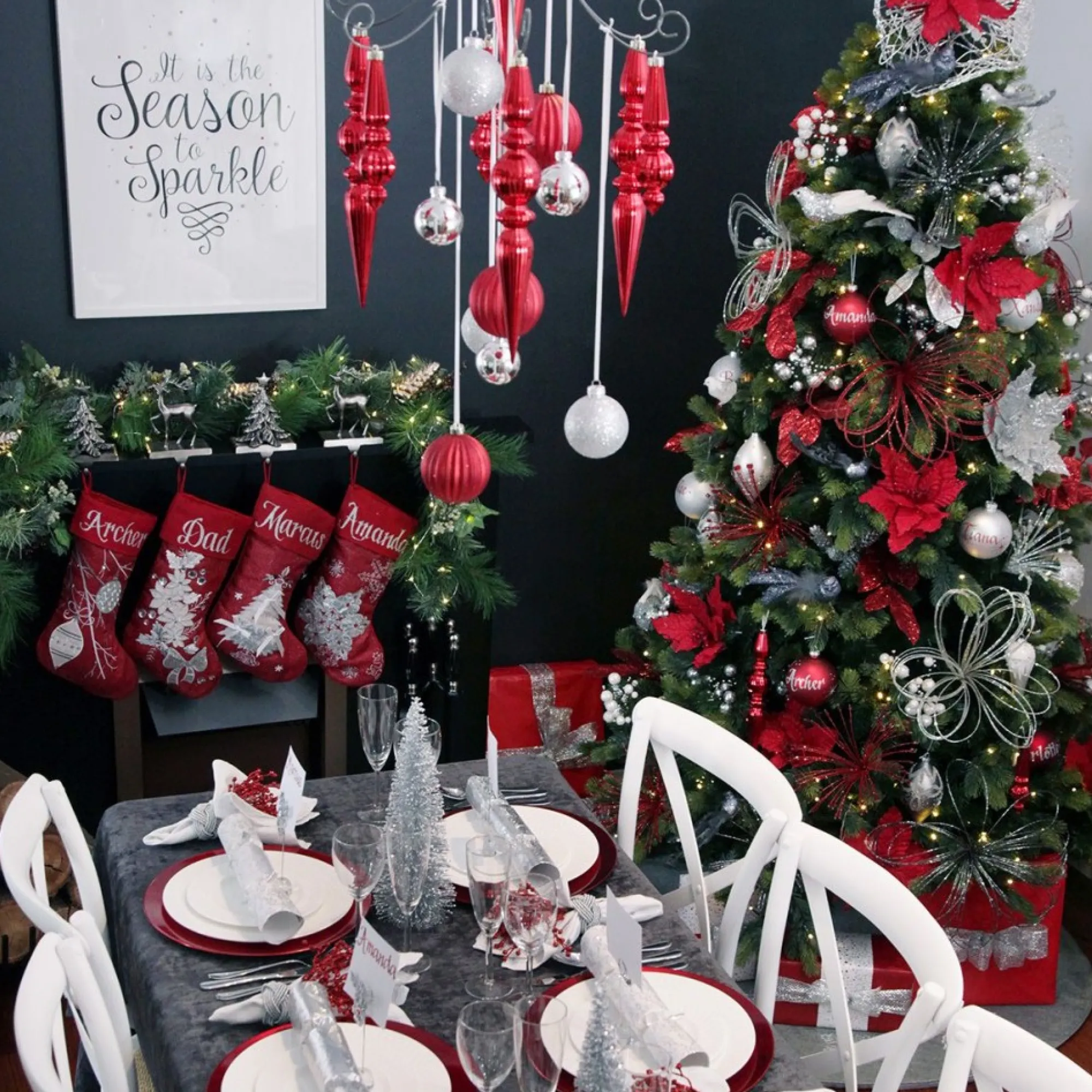 Personalised Red Snowflake Christmas Stocking Clearance