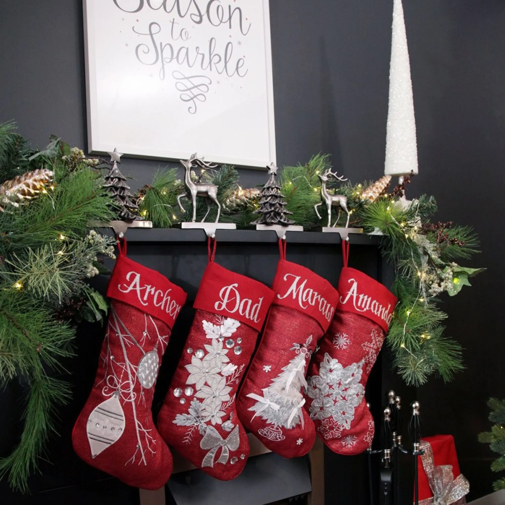 Personalised Red Snowflake Christmas Stocking Clearance