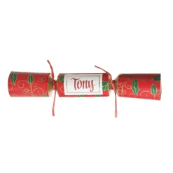 Personalised Red Swirling Holly Bon Bon - Single Shop