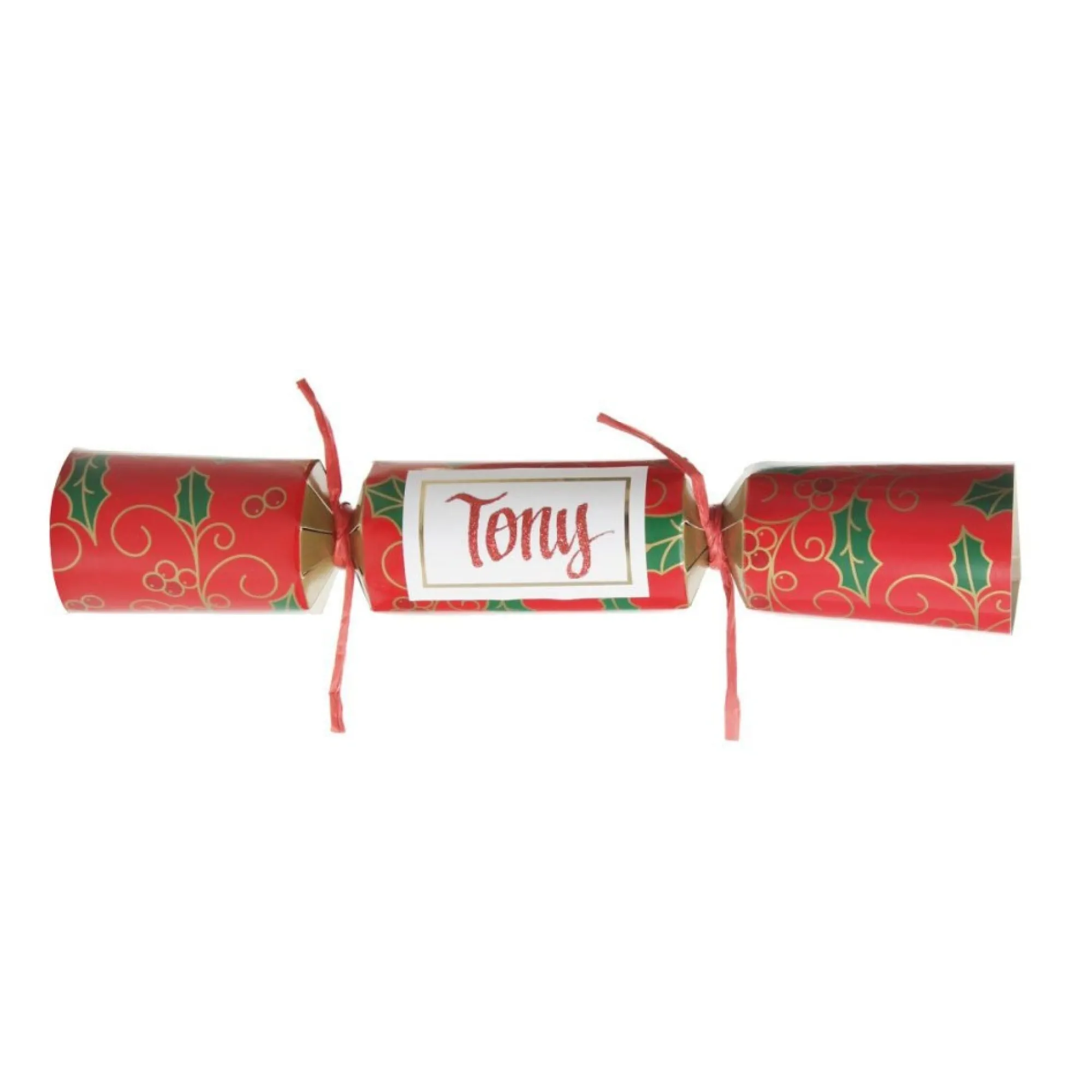 Personalised Red Swirling Holly Bon Bon - Single Shop
