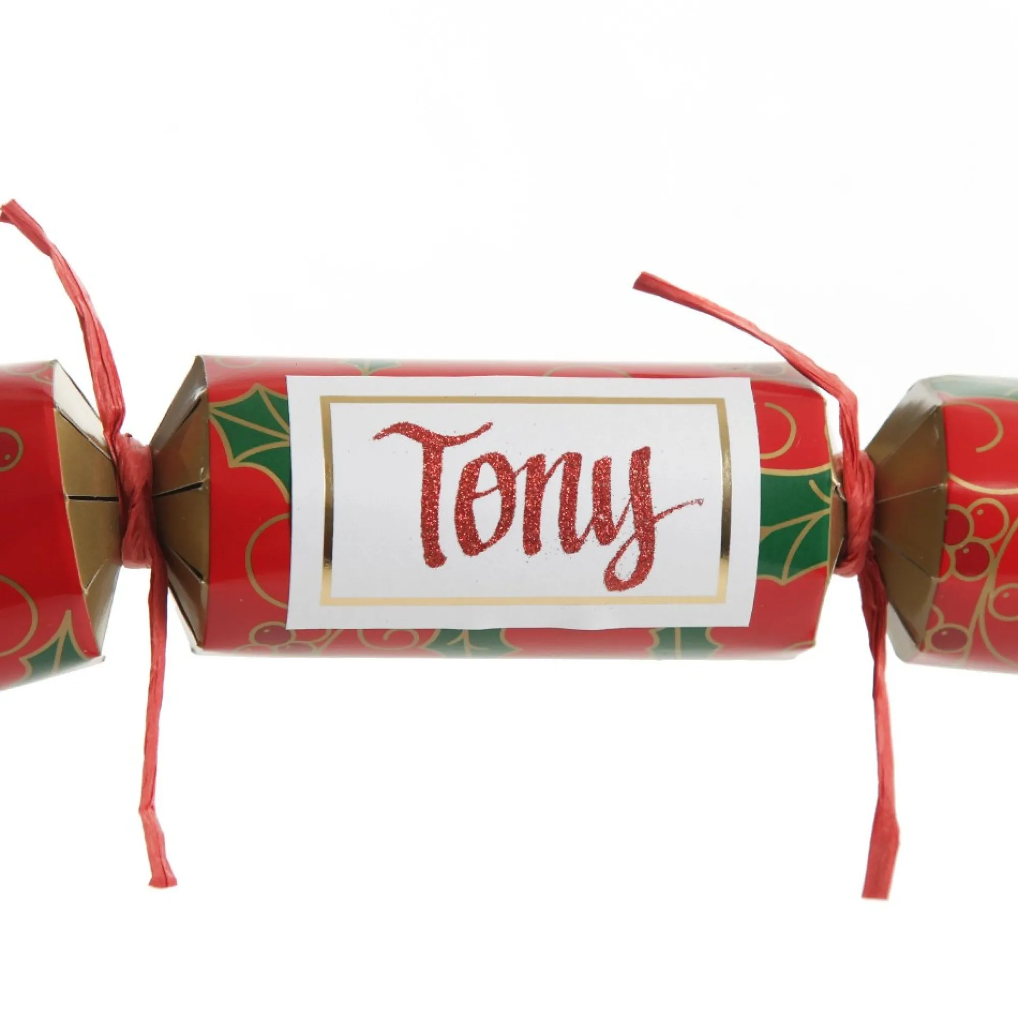 Personalised Red Swirling Holly Bon Bon - Single Shop