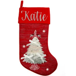 Personalised Red Tree Christmas Stocking Cheap