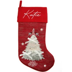 Personalised Red Tree Christmas Stocking Cheap