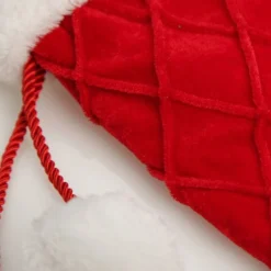 Personalised Red Velvet Quilted Christmas Stocking with Laser Cut Name Hot