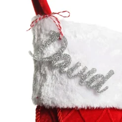 Personalised Red Velvet Quilted Christmas Stocking with Laser Cut Name Hot