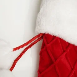 Personalised Red Velvet Quilted Christmas Stocking with Laser Cut Name Hot