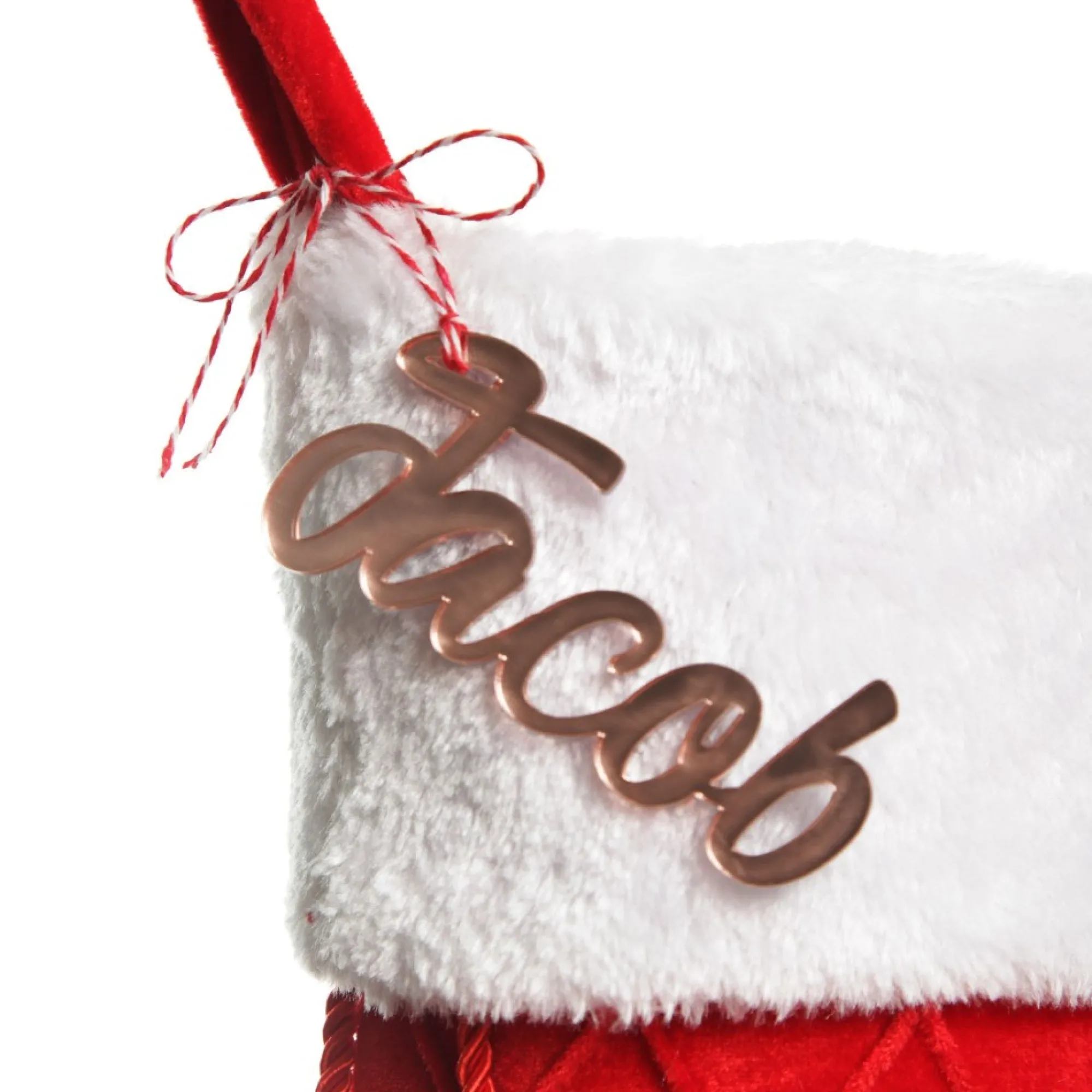 Personalised Red Velvet Quilted Christmas Stocking with Laser Cut Name Hot