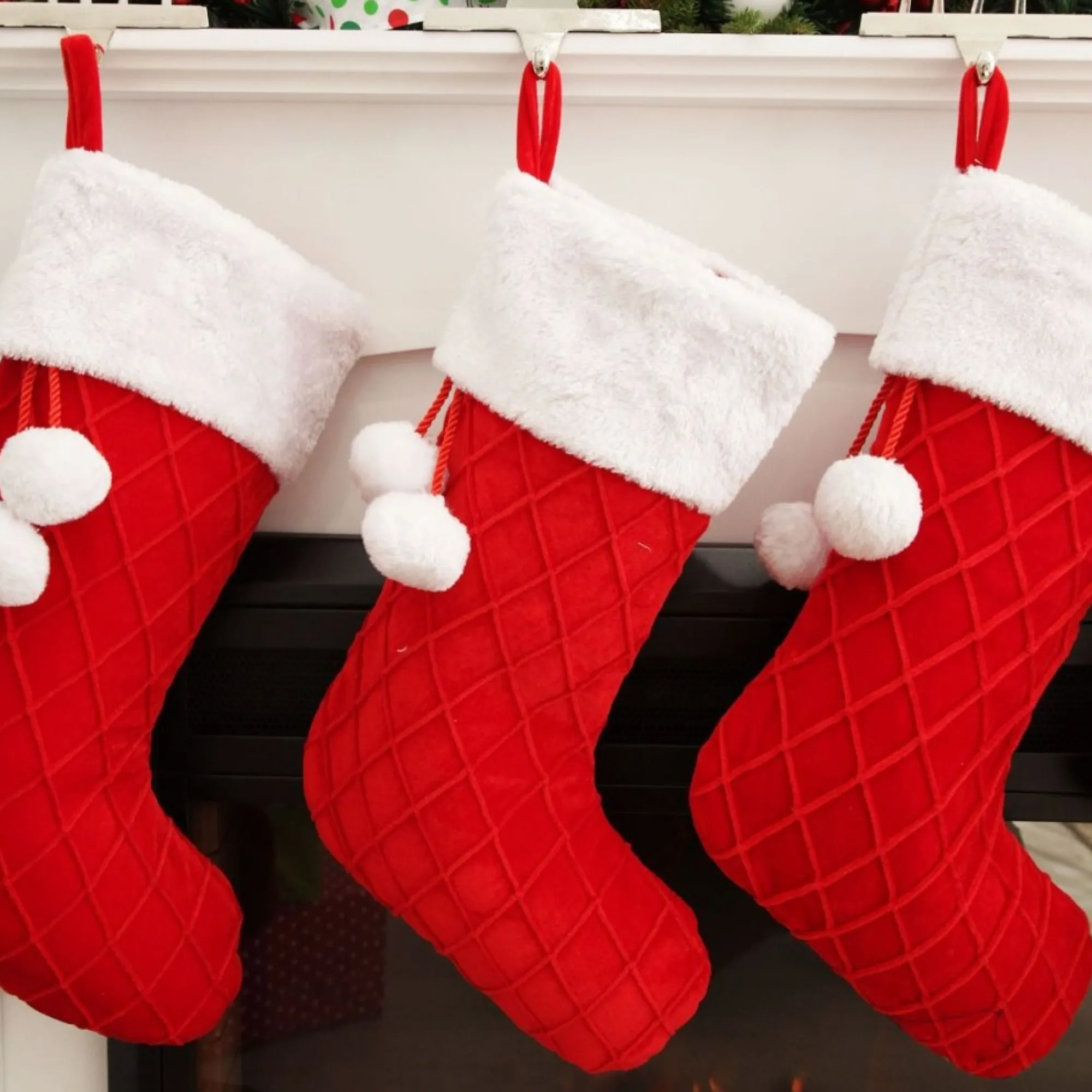 Personalised Red Velvet Quilted Christmas Stocking with Laser Cut Name Hot