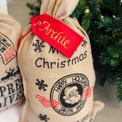 Personalised Red Velvet Santa Sack Tag Clearance