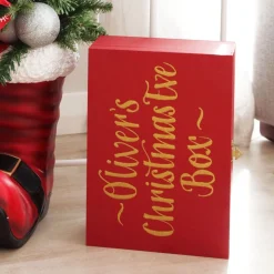 Personalised Red Wooden Christmas Eve Keepsake Box Clearance