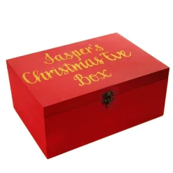Personalised Red Wooden Christmas Eve Keepsake Box Clearance