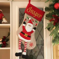 Personalised Santa Christmas Stocking with Dangly Legs Sale