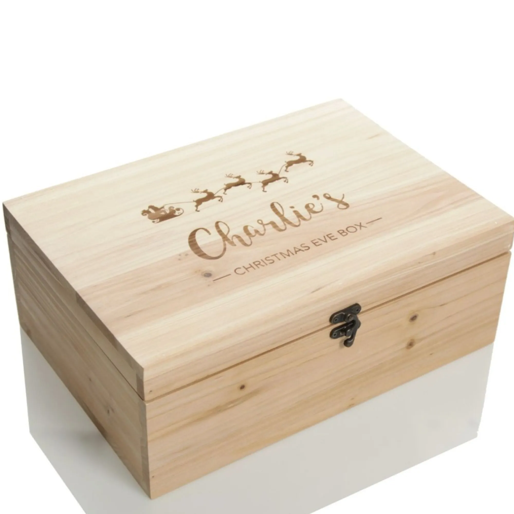 Personalised Santa Sleigh Wooden Christmas Eve Box New