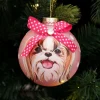 Personalised Shih Tzu Dog with Bow Pink Chrismas Bauble Clearance
