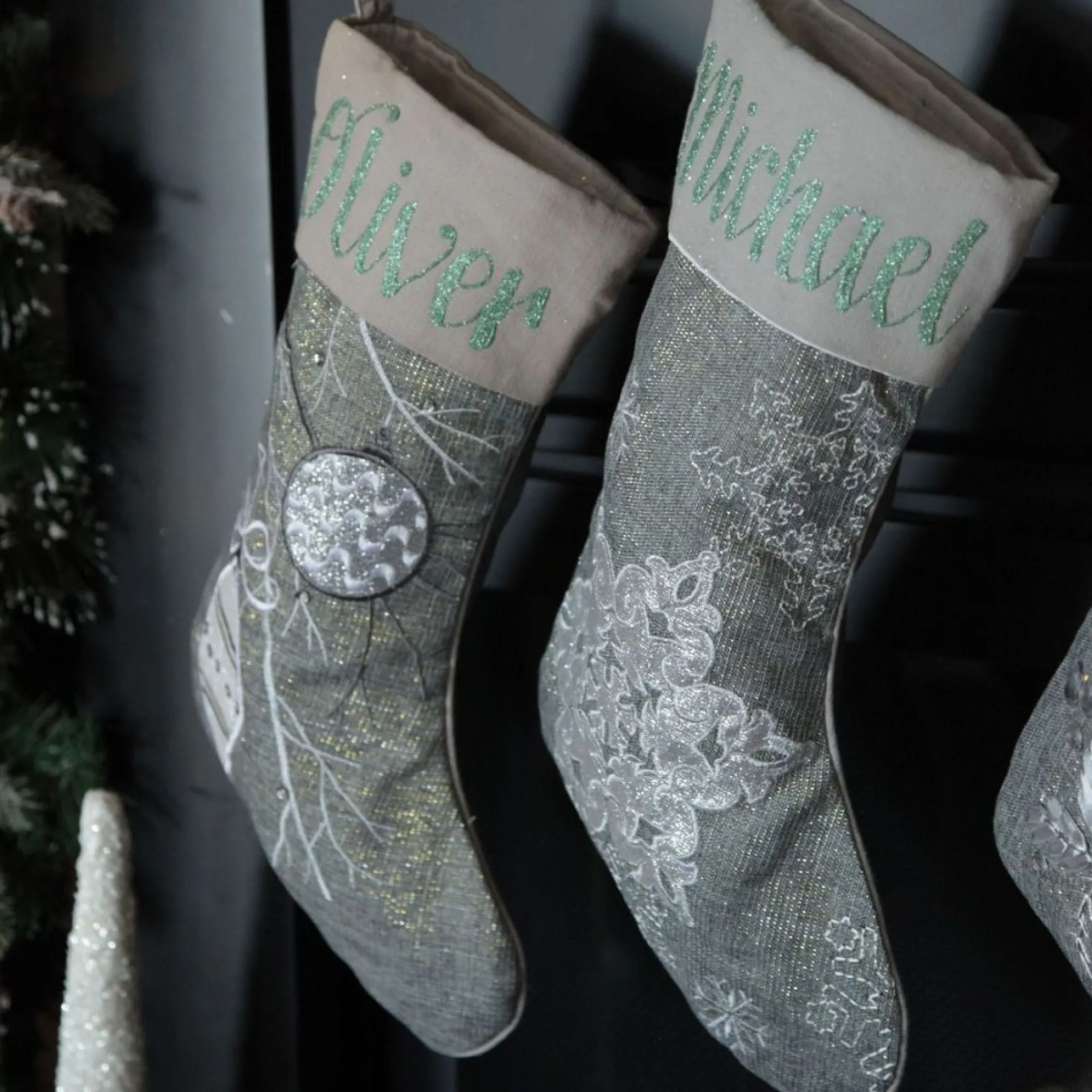 Personalised Silver Bauble Christmas Stocking Clearance