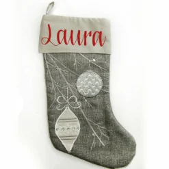 Personalised Silver Bauble Christmas Stocking Clearance