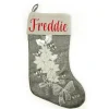 Personalised Silver Poinsettia Christmas Stocking Online