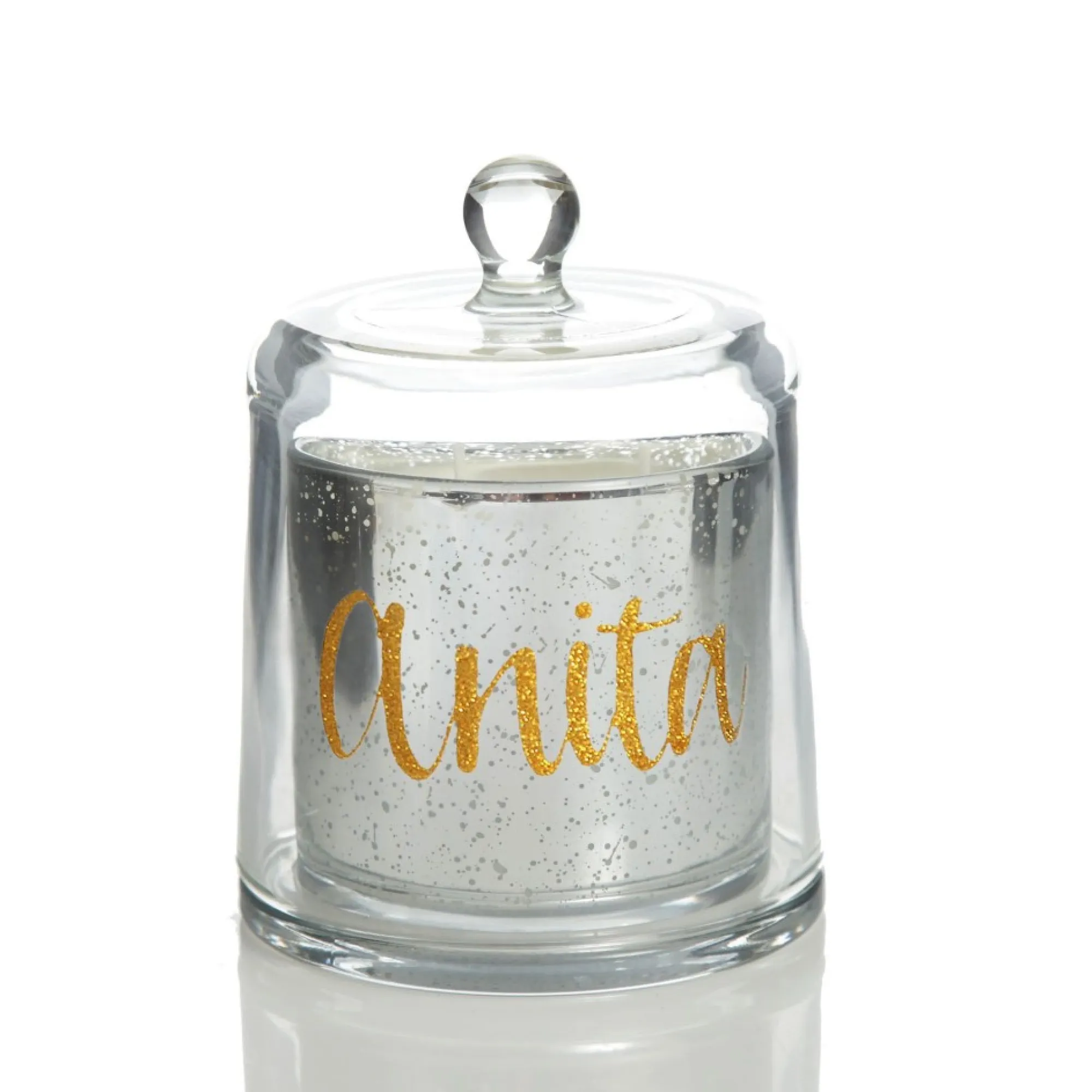 Personalised Silver Scented Christmas Candle with Glass Cloche Discount