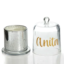 Personalised Silver Scented Christmas Candle with Glass Cloche Discount
