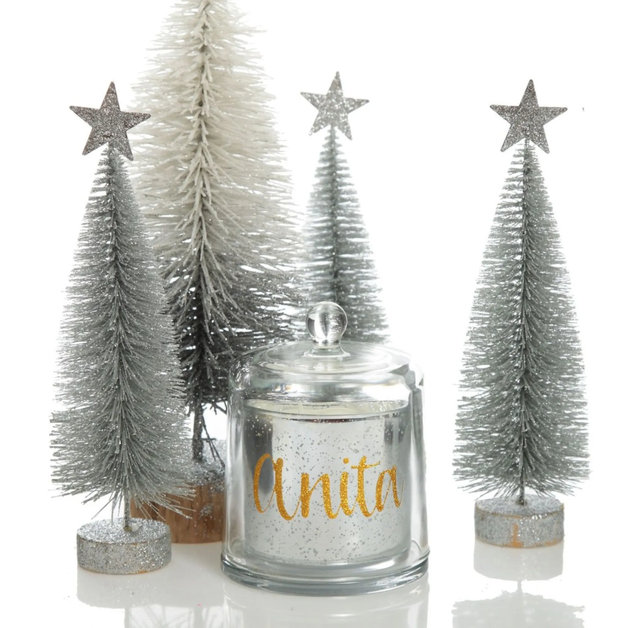 Personalised Silver Scented Christmas Candle with Glass Cloche Discount